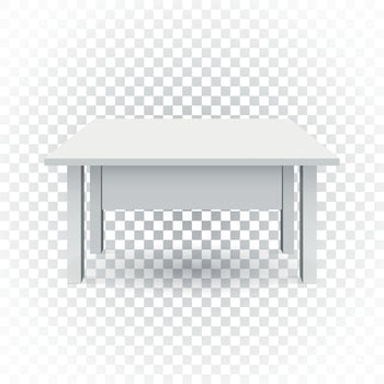 Vector 3d table for object presentation. Empty white top table on isolated background.