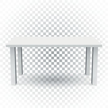 Vector 3d table for object presentation. Empty white top table on isolated background.