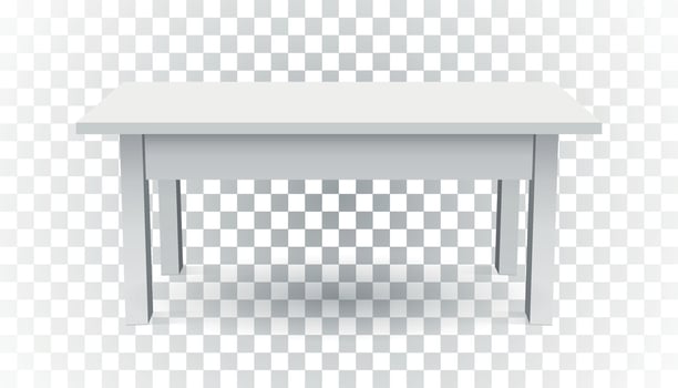 Vector 3d table for object presentation. Empty white top table on isolated background.