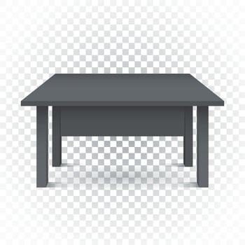 Vector 3d table for object presentation. Empty dark top table on isolated background.