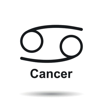 Cancer zodiac sign. Flat astrology vector illustration on white background.