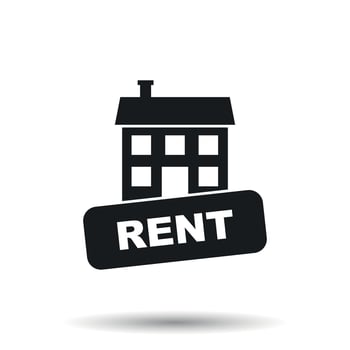 Rent house icon. Vector illustration in flat style on white background.