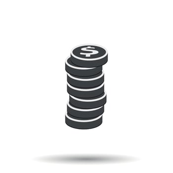 Money silhouette icon on white background. Coins vector illustration in flat style. Icons for design, website.