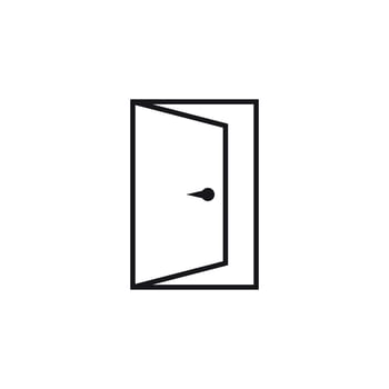 Door vector icon in line style. Exit icon. Open door illustration.