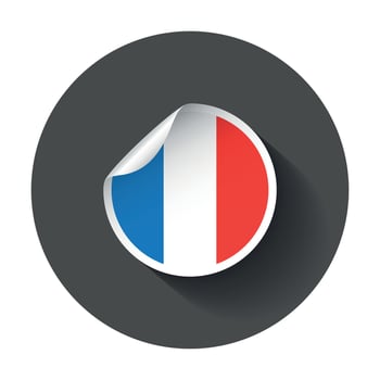 France sticker with flag. Vector illustration with long shadow.