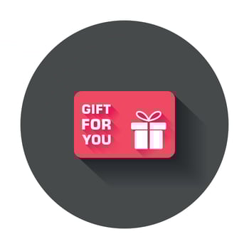 Gift card. Discount coupon with long shadow. vector