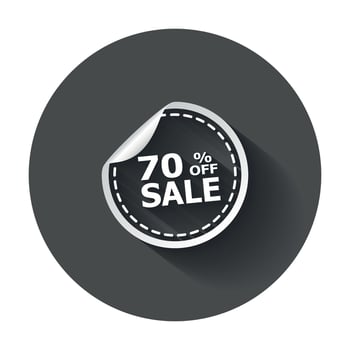 Sale stickers 70 percent off. Vector illustration with long shadow.