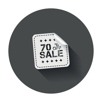 Sale stickers 70 percent off. Vector illustration with long shadow.
