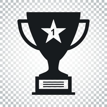 Trophy cup flat vector icon. Simple winner symbol. Black illustration on isolated background. Simple business concept pictogram.