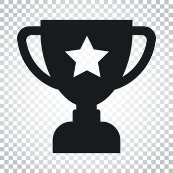 Trophy cup flat vector icon. Simple winner symbol. Black illustration on isolated background. Simple business concept pictogram.
