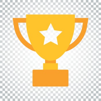 Trophy cup flat vector icon. Simple winner symbol. Gold illustration on isolated background. Simple business concept pictogram.