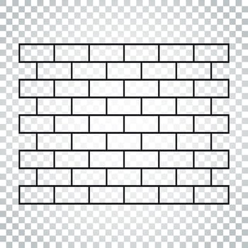 Line style wall brick icon in flat style on isolated background. Wall symbol illustration. Simple business concept pictogram. vector