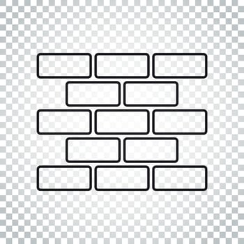 Line style wall brick icon in flat style on isolated background. Wall symbol illustration. Simple business concept pictogram. vector