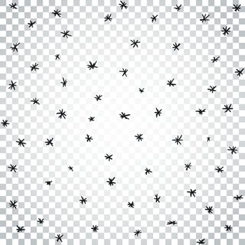 Vector seamless hand drawn stars and snow pattern. Snowfall vector illustration. Simple business concept pictogram.