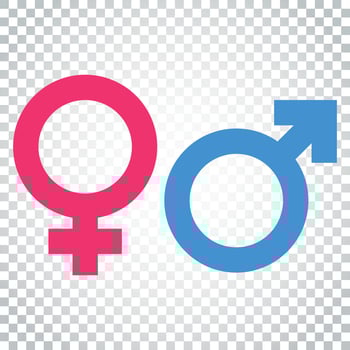 Gender sign vector icon. Men and women concept icon. Simple business concept pictogram on isolated background.