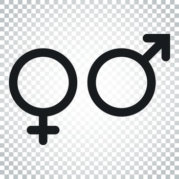 Gender sign vector icon. Men and women concept icon. Simple business concept pictogram on isolated background.