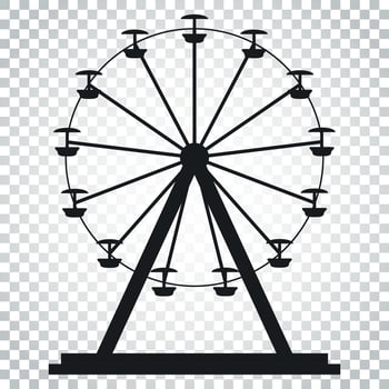 Ferris wheel vector icon. Carousel in park icon. Amusement ride illustration. Simple business concept pictogram on isolated background.
