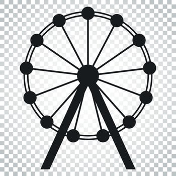 Ferris wheel vector icon. Carousel in park icon. Amusement ride illustration. Simple business concept pictogram on isolated background.
