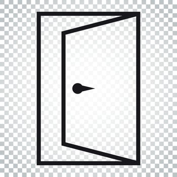 Door vector icon in line style. Exit icon. Open door illustration. Simple business concept pictogram on isolated background.