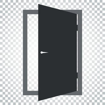 Door vector icon. Exit icon. Open door illustration. Simple business concept pictogram on isolated background.