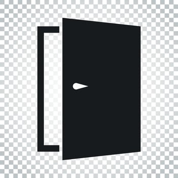 Door vector icon. Exit icon. Open door illustration. Simple business concept pictogram on isolated background.
