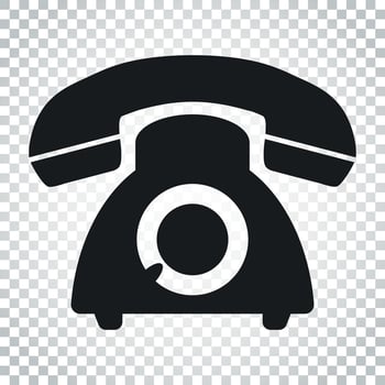 Phone vector icon. Old vintage telephone symbol illustration. Simple business concept pictogram on isolated background.