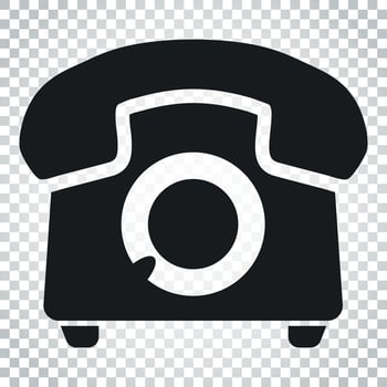 Phone vector icon. Old vintage telephone symbol illustration. Simple business concept pictogram on isolated background.