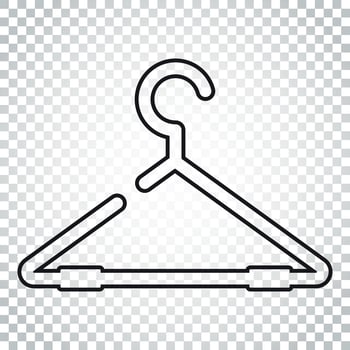 Hanger vector icon in line style. Wardrobe hanger flat illustration. Simple business concept pictogram on isolated background.