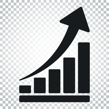 Growth chart icon. Grow diagram flat vector illustration. Business concept simple flat pictogram on isolated background.