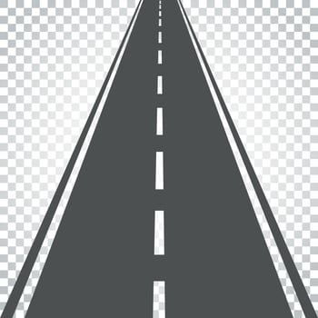 Straight road with white markings vector illustration. Highway road icon. Business concept simple flat pictogram on isolated background.