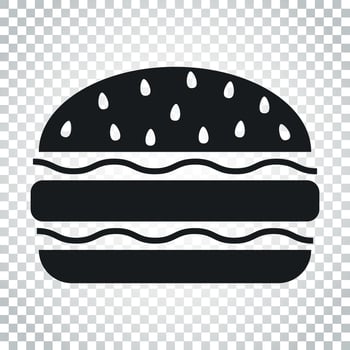Burger fast food flat vector icon. Hamburger symbol logo illustration. Business concept simple flat pictogram on isolated background.