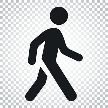Walking man vector icon. People walk sign illustration. Business concept simple flat pictogram on isolated background.