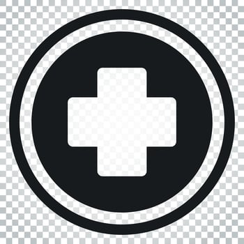 Medical health vector icon. Medicine hospital plus sign illustration. Business concept simple flat pictogram on isolated background.