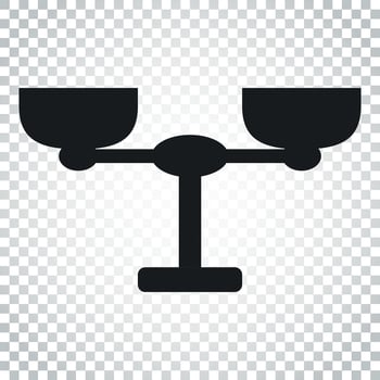 Scale weigher vector icon. Weigher, balance sign illustration. Business concept simple flat pictogram on isolated background.
