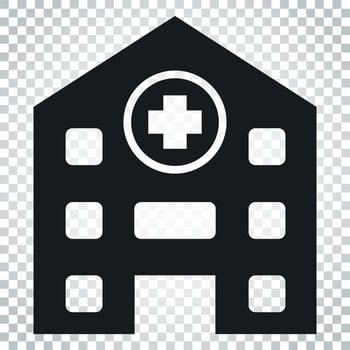 Hospital building vector icon. Infirmary medical clinic sign illustration. Business concept simple flat pictogram on isolated background.