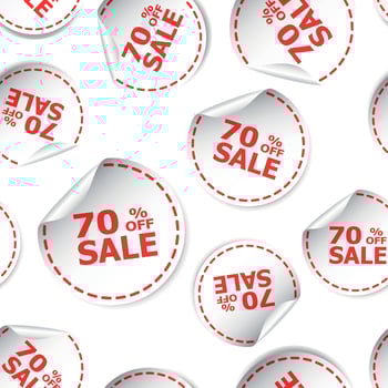 Sale 70 percent off sticker seamless pattern background icon. Business flat vector illustration. Shopping sale sign symbol pattern.