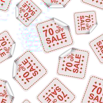 Sale 70 percent off sticker seamless pattern background icon. Business flat vector illustration. Shopping sale sign symbol pattern.