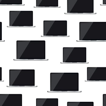 Laptop computer seamless pattern background. Business flat vector illustration. Realistic device sign symbol pattern.