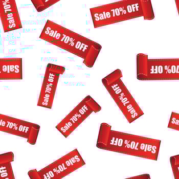 Sale 70 off sticker seamless pattern background. Business flat vector illustration. Sale 70 shopping sign symbol pattern.