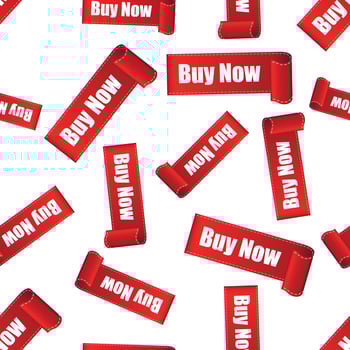 Buy now sticker seamless pattern background. Business flat vector illustration. Buy now shopping sign symbol pattern.