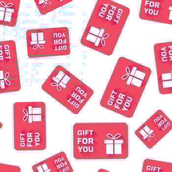 Gift card seamless pattern background. Business flat vector illustration. Discount coupon sign symbol pattern.