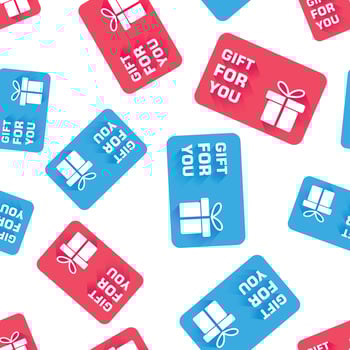 Gift card seamless pattern background. Business flat vector illustration. Discount coupon sign symbol pattern.
