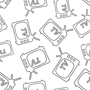 Tv icon in line style seamless pattern background. Business flat vector illustration. Television sign symbol pattern.