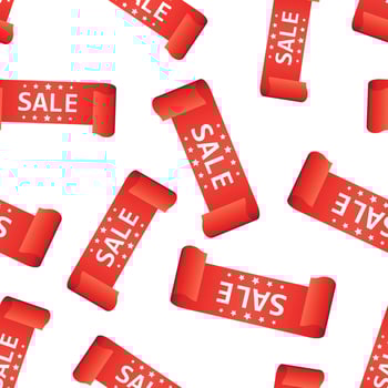 Sale ribbon seamless pattern background. Business flat vector illustration. Discount shopping sale sticker sign symbol pattern.