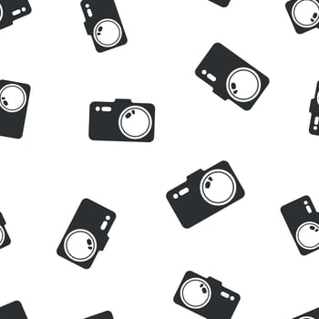 Camera icon seamless pattern background. Business flat vector illustration. Photography sign symbol pattern.