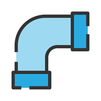 Plumbing pipe icon. Connection technical pressure water systems. Blue color. png