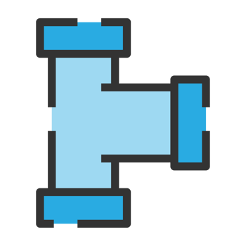 Plumbing pipe icon. Connection technical pressure water systems. Blue color. png