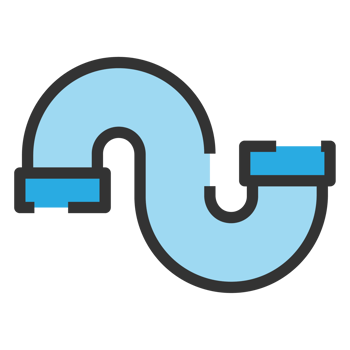 Plumbing pipe icon. Connection technical pressure water systems. Blue color. png