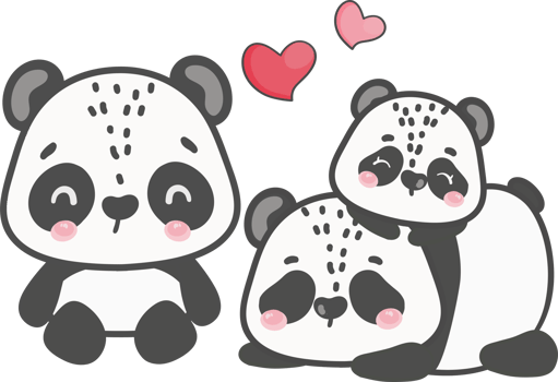 Adorable Panda valentine watercolor hand drawing png