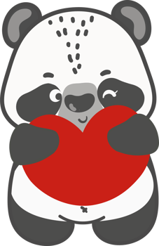 Adorable Panda valentine watercolor hand drawing png
